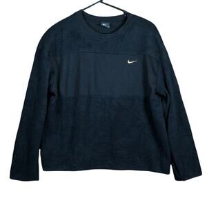 Nike Womens Sweatshirt Black Gold Icon Clash Therma Fleece Crew Stretch Small